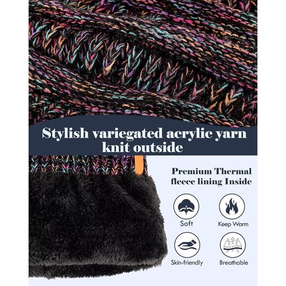 Women Winter Hat Scarf Gloves Set Acrylic Cozy Beanie Touchscreen Stay Warm - Picture 2 of 7